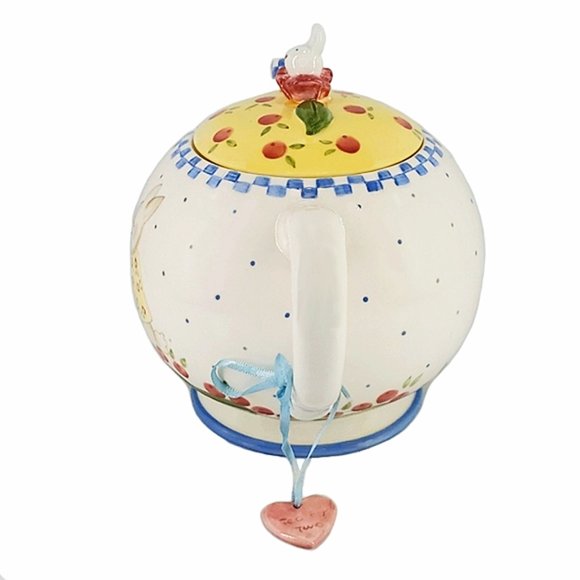 Tea Pot Bunny Frolics "Spring Blossoms" Midwest Ceramic VTG - Picture 4 of 9